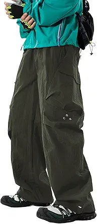 Mens's Baggy Cargo Pants Casual Parachute Pants Loose Fit Hip Hop Harme Lightweight Water Resistant Pants with Pockets