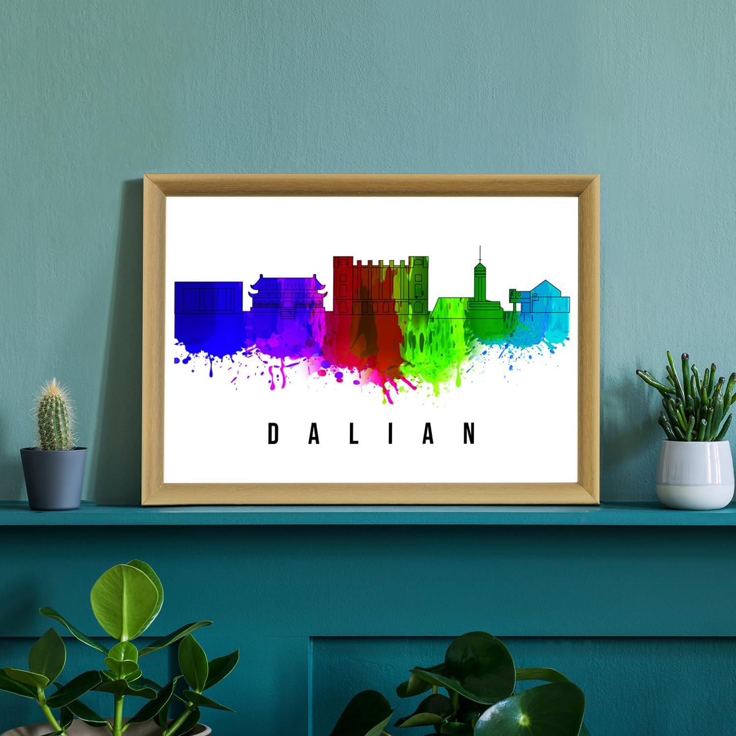 Pera Print China Poster, China-Dalian Poster, China Illustration Skyline City Poster, Modern Skyline Poster, Cityscape and Landmark Print, Home-Office Wall Art Decoration