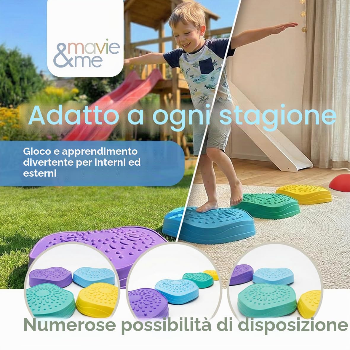 Pietre di bilanciamento per bambini, pietre di equilibrio e pietre impilabili, pietre di fiume stepping stones per il bilanciamento, le capacità motorie, per interni ed esterni