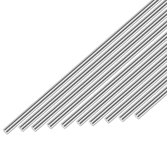 304 Stainless Steel Round Rod 5mm x 300mm, 10pcs Metal Solid Shaft Rods Lathe Bar Stock for Industry, Metal Working Hobbies and DIY Craft