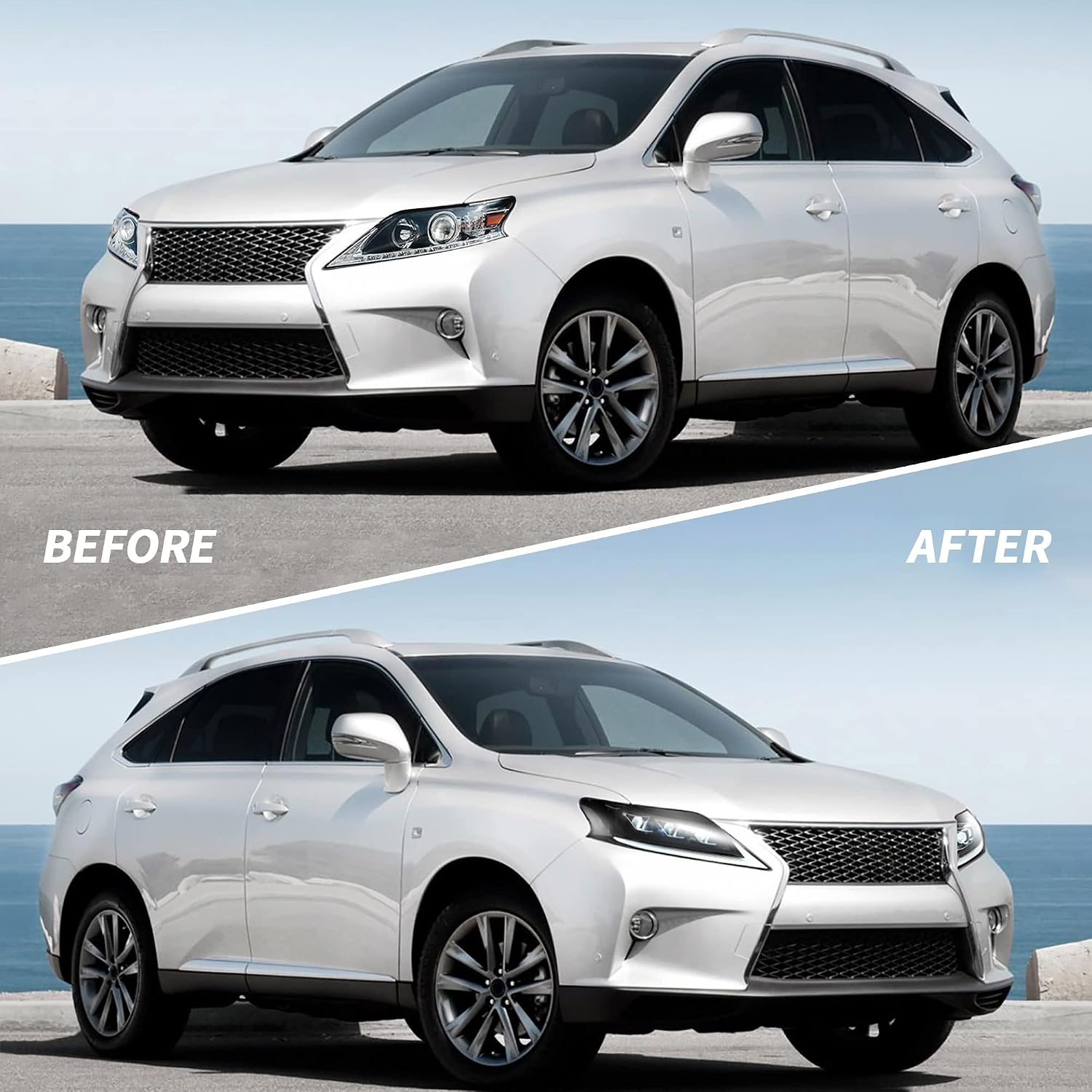 VLAND Led Headlights Compatible with Lexus RX270/ RX300 2013-2015, RX350 2014-2015 Third Generation (AL10) w/Clear Reflector w/Sequential w/Blue Breathing Lighting