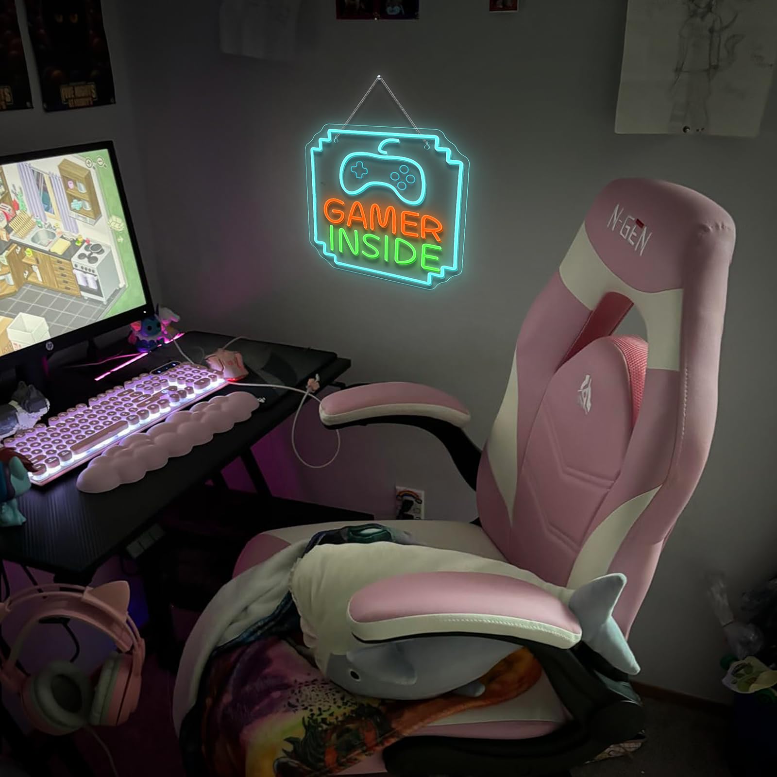 Gamer Inside Neon Sign Game Controller LED Segno per la decorazione della stanza da gioco I migliori regali per i giocatori per ragazzi Gioco per bambini Insegna al neon per Teen Boy Room Decor