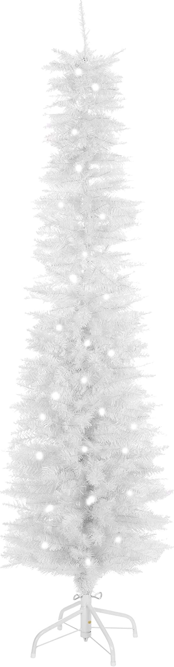 The Christmas Workshop 70710 6ft Artificial Christmas Tree/White Slimline Pre-Lit Tree with 110 LEDs and 560 Tips/Metal Stand Included