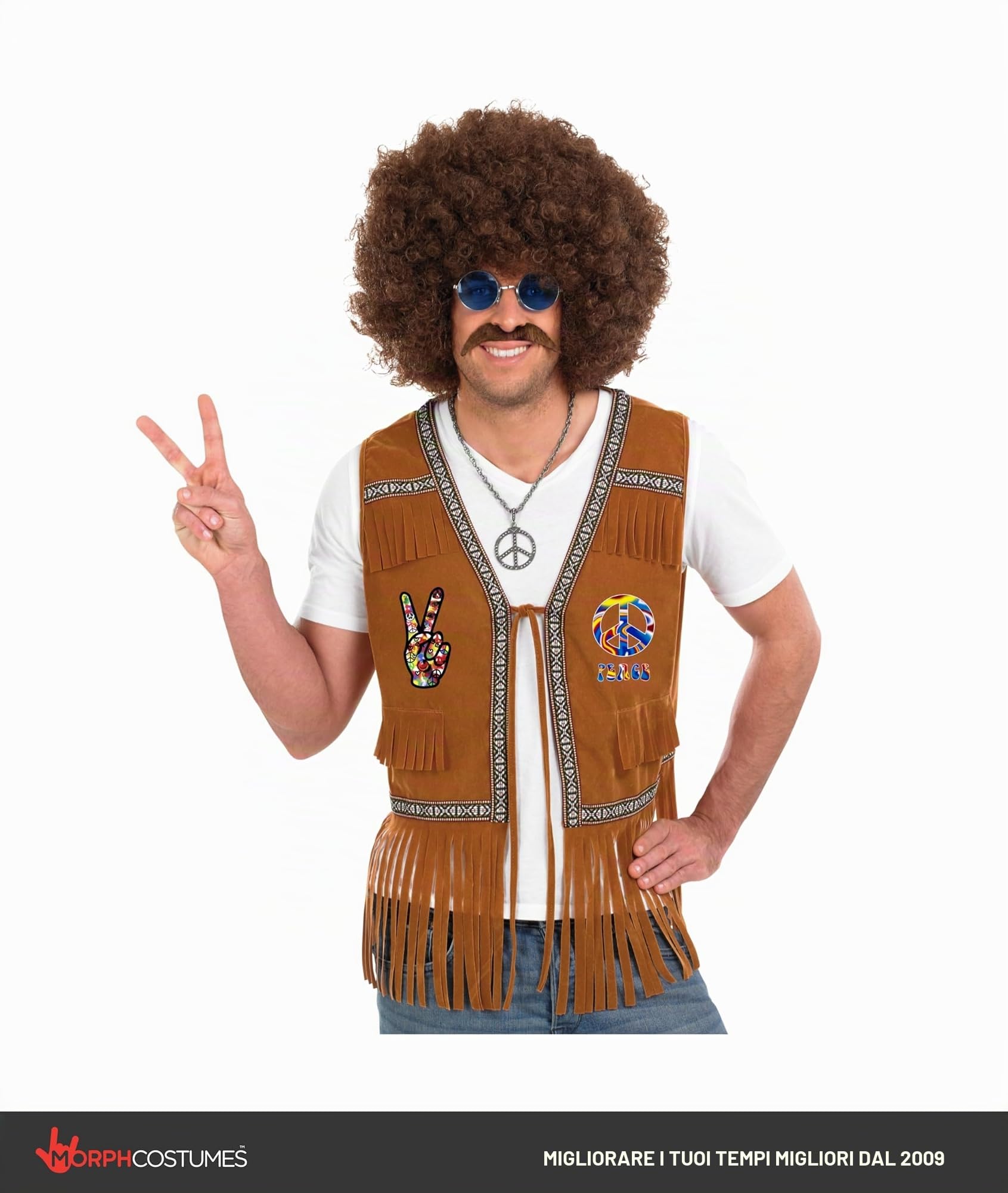 Fun Shack Gilet Hippie Uomo, Gilet Frange Hippie, Gilet Frange Anni 70, Gilet Con Frange Hippie, Costume Hippie Uomo, Costume Carnevale Hippie