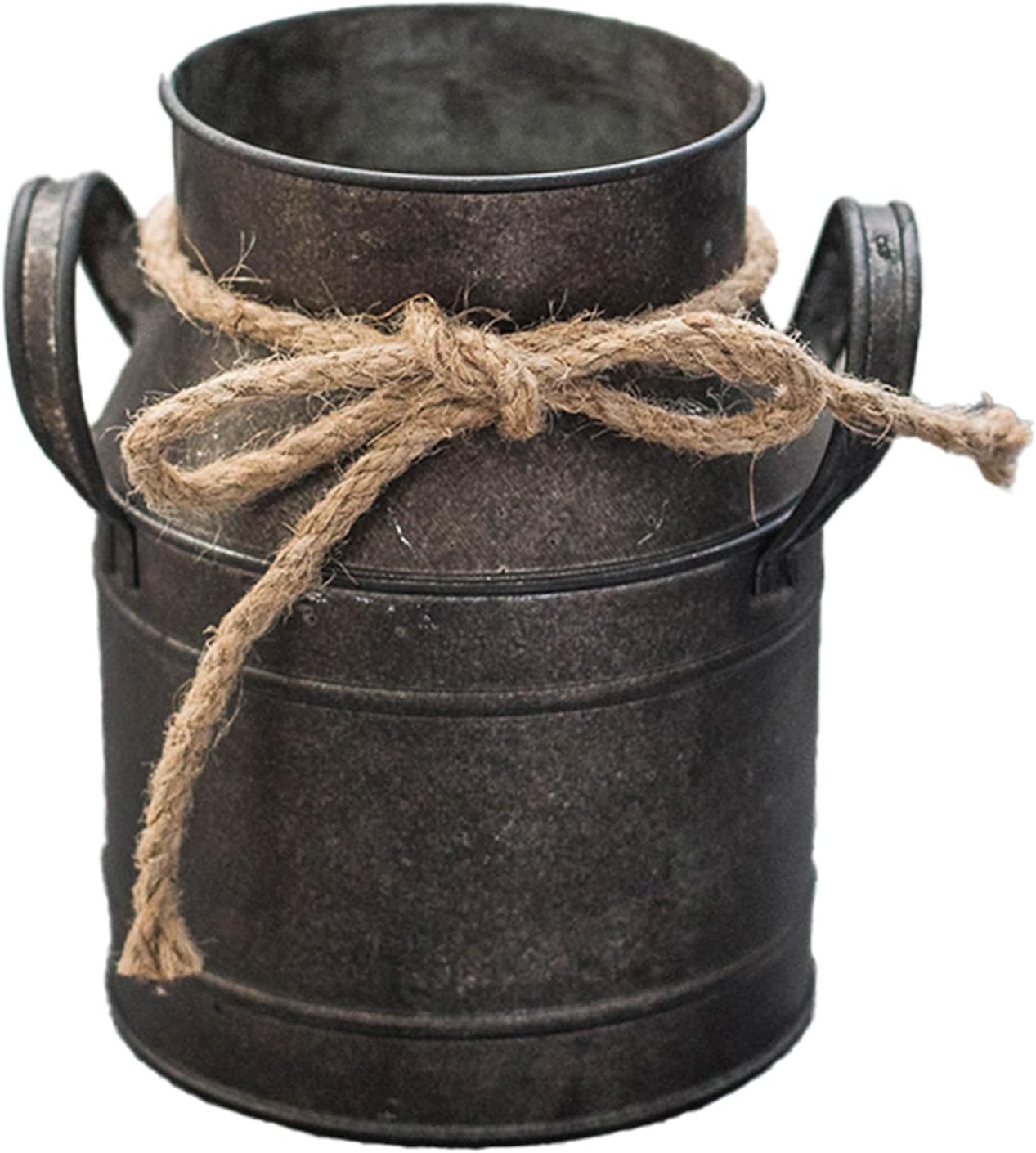 Rust Paint Flower Vase, Rustic Galvanized Metal Milk Can Bucket Primitives Jug for Home Garden Shop Decor