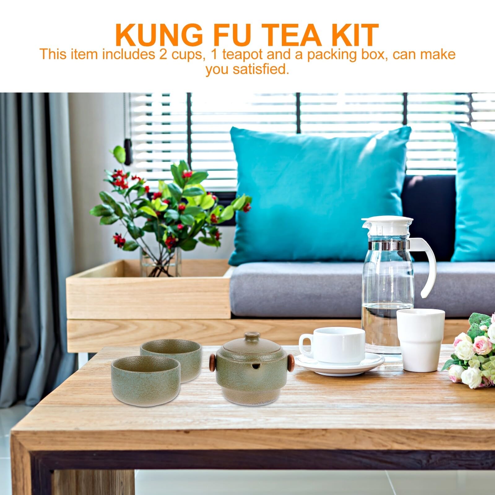 DOITOOL Kit de Té de Kung Fu Portátil Estuche Compacto de Cerámica Tetera y 2 Tazas Anti-escaldado Adecuado para Viaje y Uso en Casa