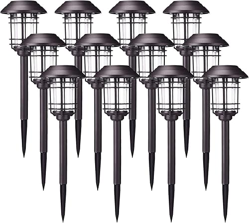 Azirier Luces solares impermeables para exteriores luces de seguridad fáciles de instalar luces de jardín para senderos de jardín 12 unidades