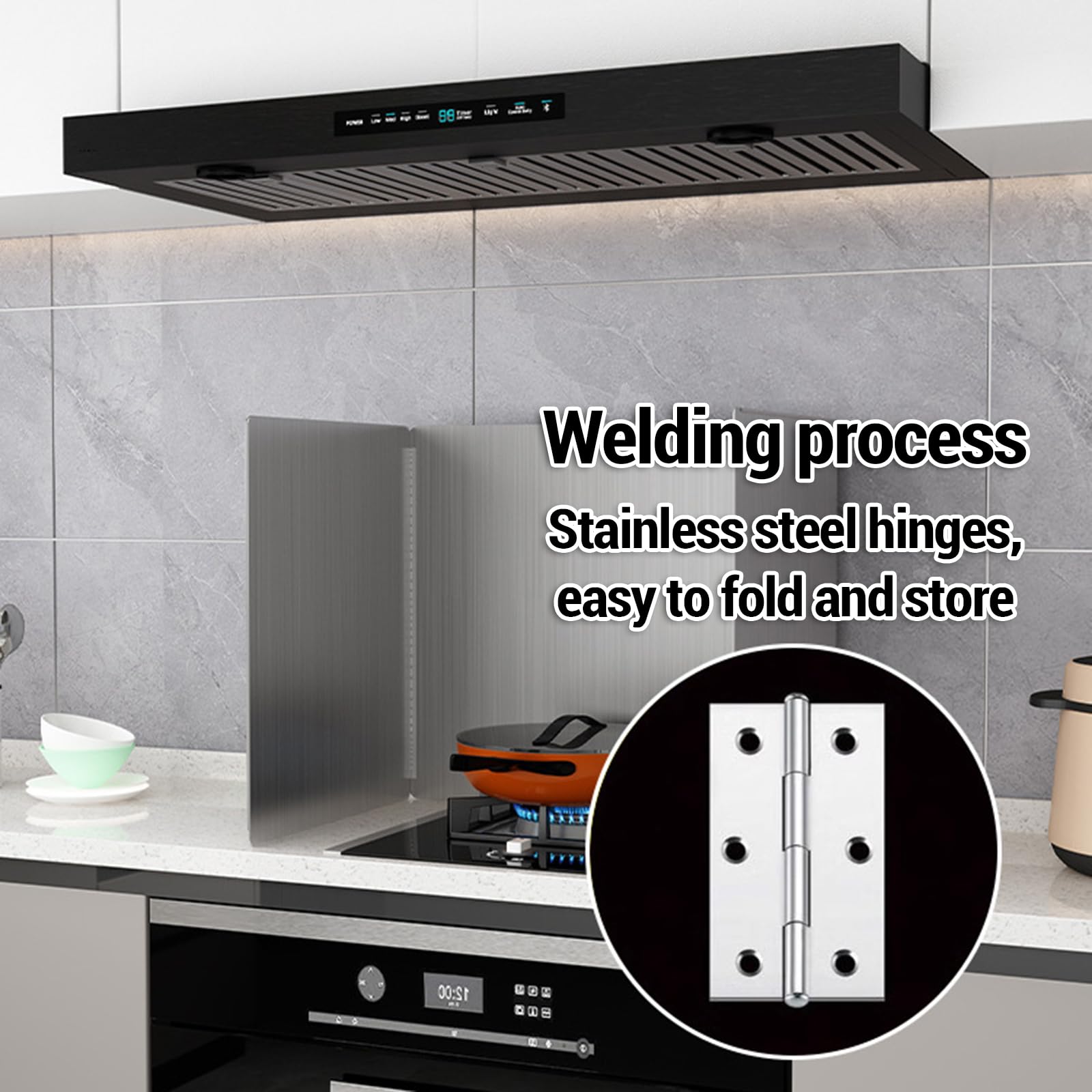 Cuisine Reglable Plaque Anti Projection,Protection D'éCran pour CuisinièRe,CréDence De Cuisine INOX Brossé,Facile à Utiliser,Aux Plaques De Cuisson,Aux éTablis