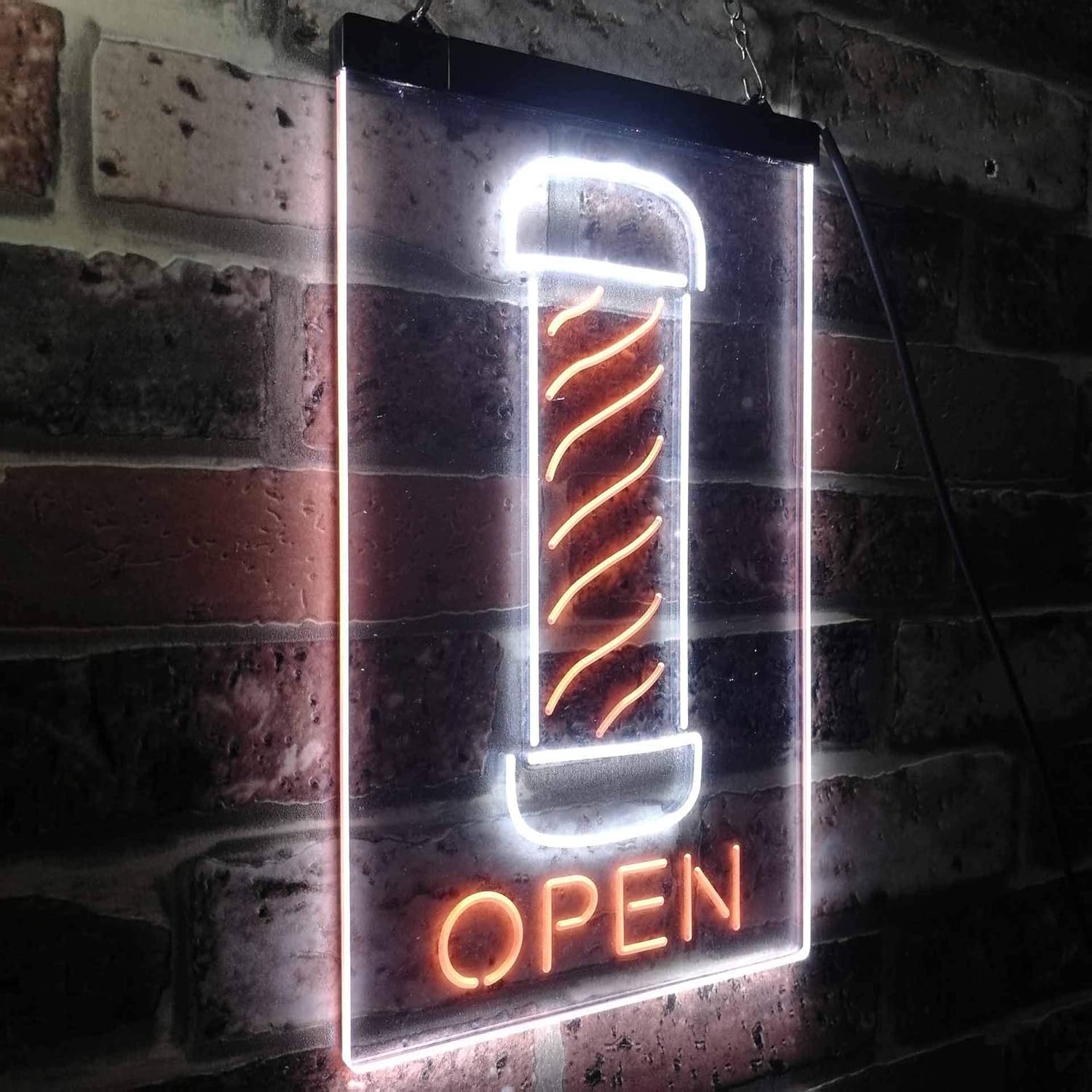 ADVPRO Barber Pole Hair Cut Salon Open Display Dual Color LED Neon Sign White & Orange 12" x 16" st6s34-i2006-wo