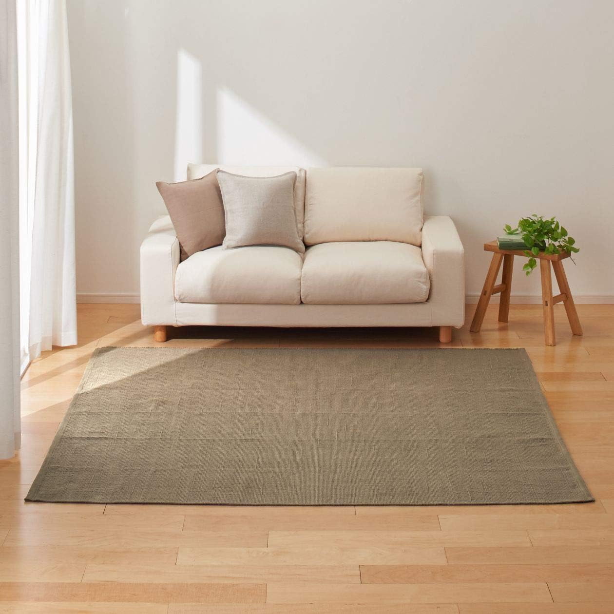 Muji Cotton Handwoven Rug (Light Brown)