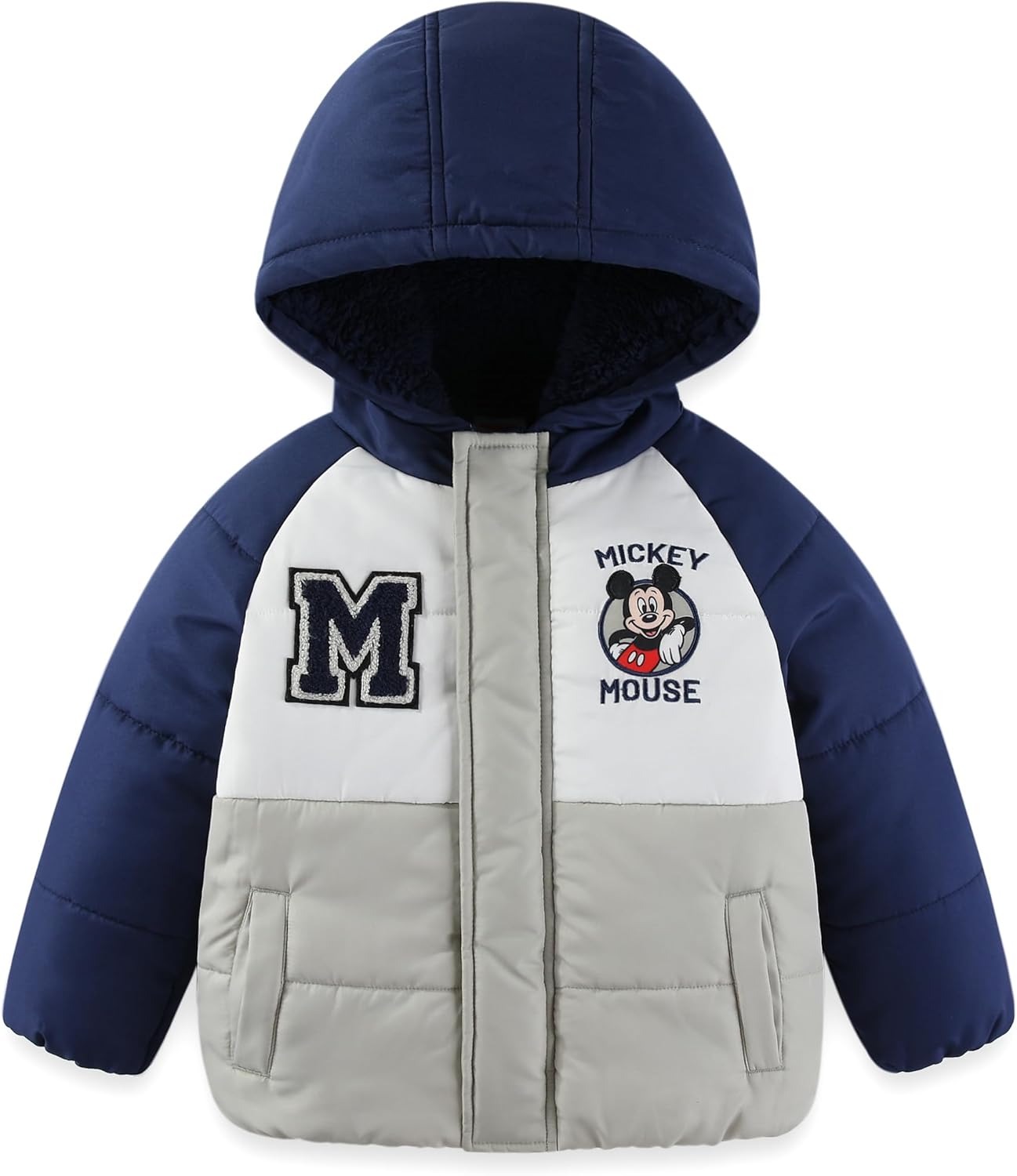 Disney Mickey Mouse Boys Color Block Puffer Coat Jacket for Toddler and Big Kids - Image 3