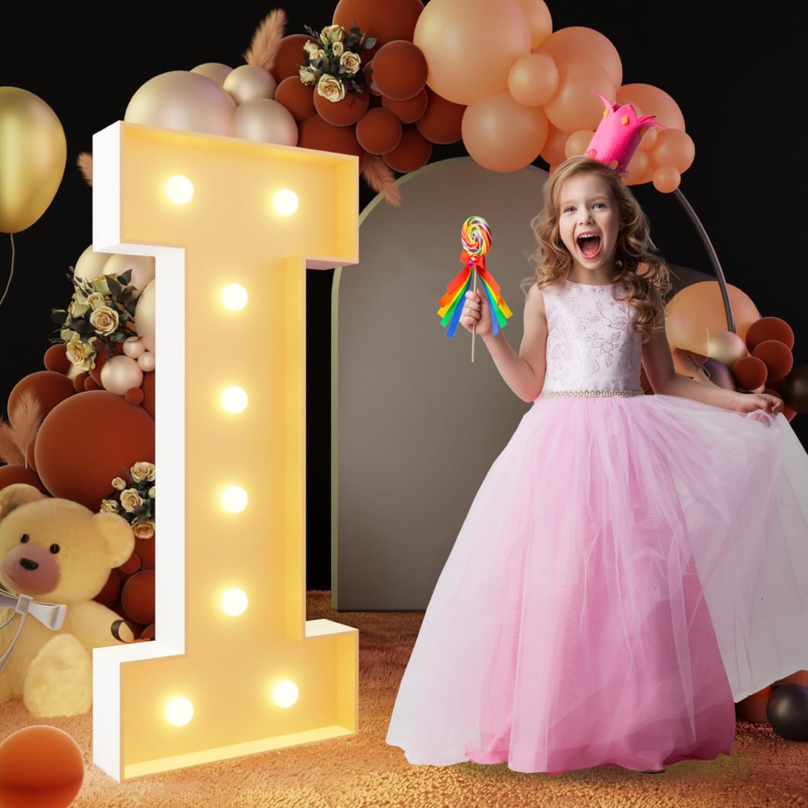 Letra I con luz LED para marquesina, decoración de marquesina grande, letrero de luces de mosaico para fiesta, cumpleaños, propuesta, aniversario, boda, telón de fondo, 120 cm