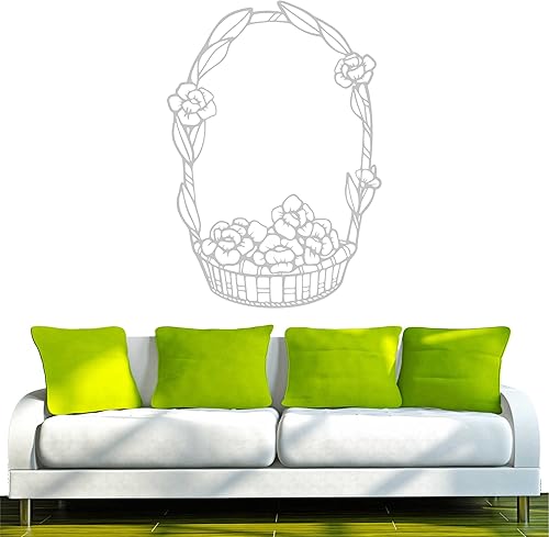 Miniatura 1 de Pegatina de pared D73 Cesta de rosas 37.8 x 26.4in, color plateado
