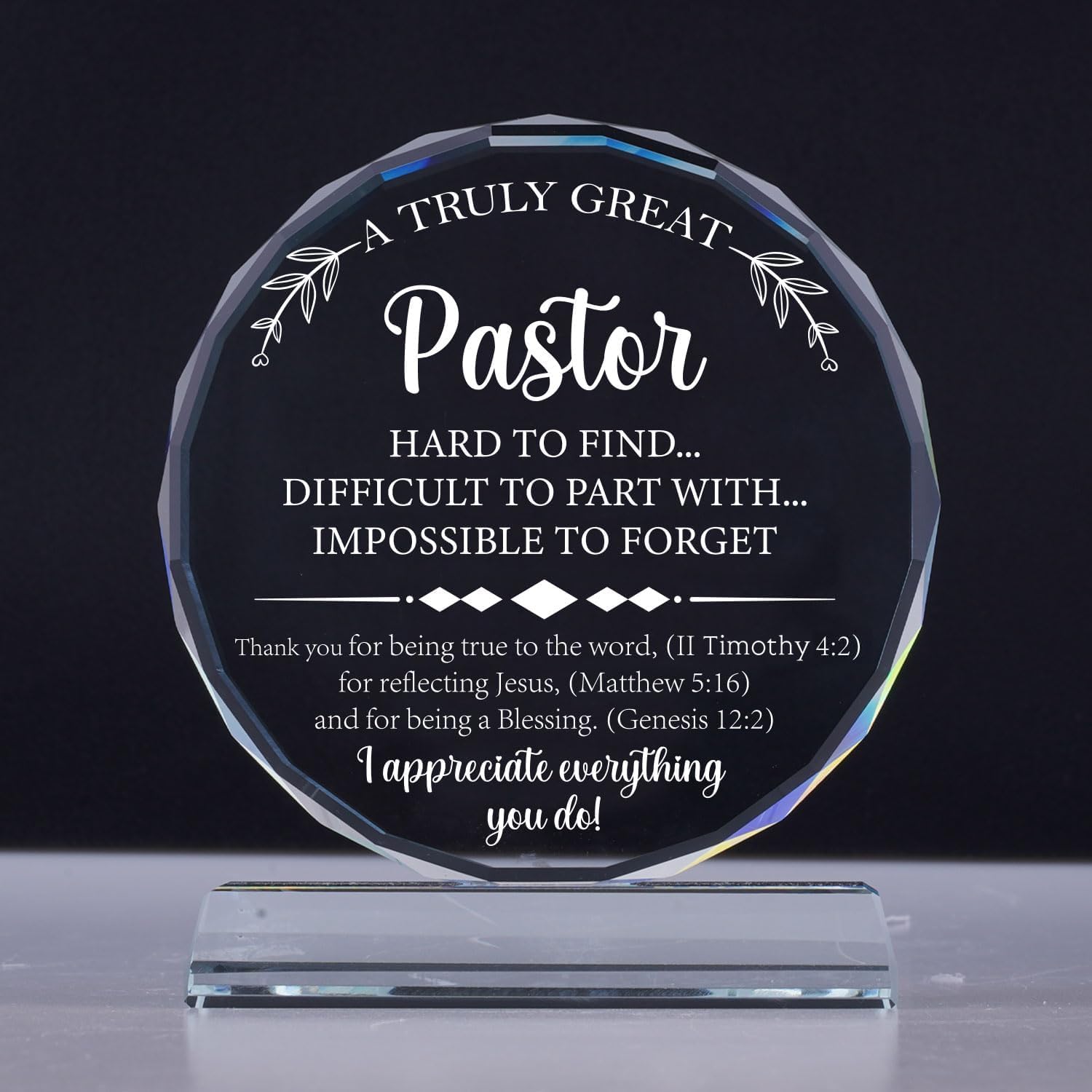 Uniquilling Pastor Appreciation Gifts Exquisite Crystal Plaque with Gift Box Packaging, Thank You Gifts for Pastor, Christmas/Retirement/Birthday Pastor Gifts