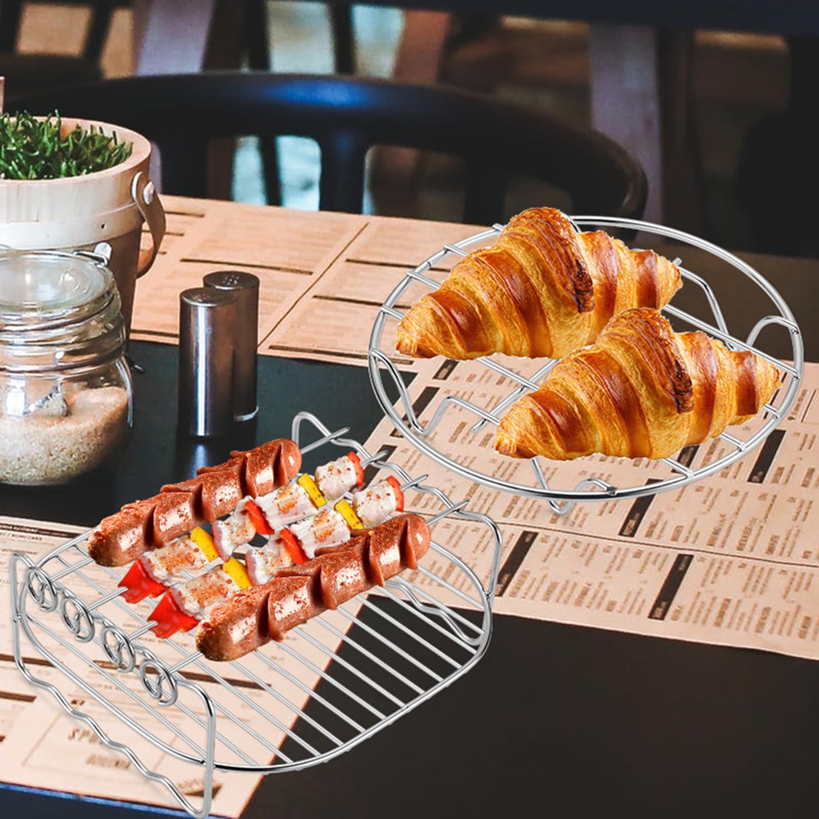 Yardwe 25 cm roestvrijstalen bakrooster, metaal, rond, grillrooster, bakplaat, grillmand, taartrooster, afkoelrooster, taartkoeler, grillrooster voor vlees, vis, groenten, BBQ, party, accessoires