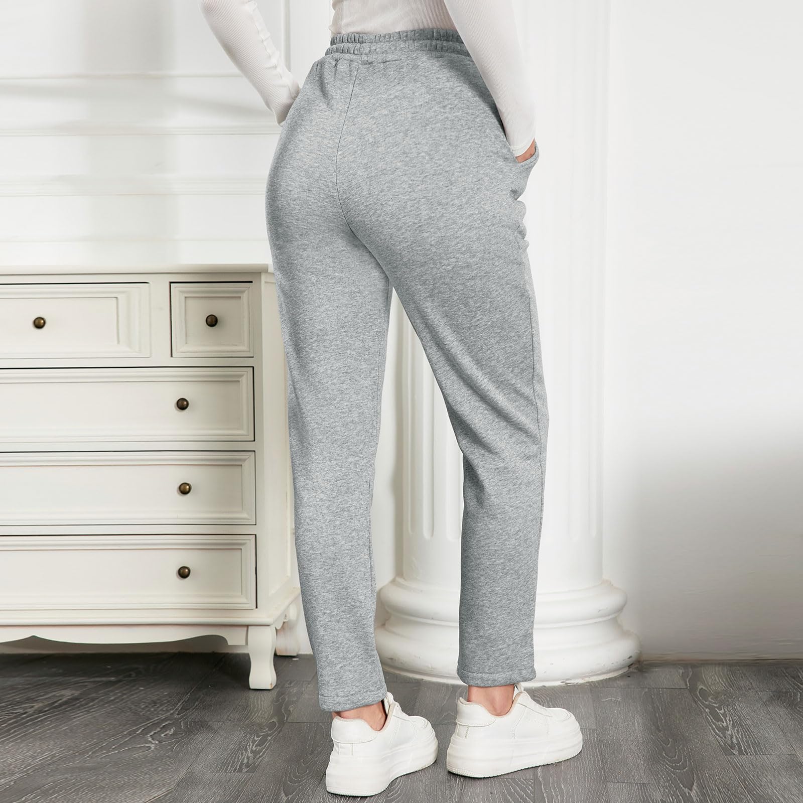 EDOTON Pantaloni da Jogging Donna Caldi Sportivi Pantaloni Termici Ispessiti in Pile Invernale Foderati con Tasche Pantaloni da Allenamento con Coulisse S-XL