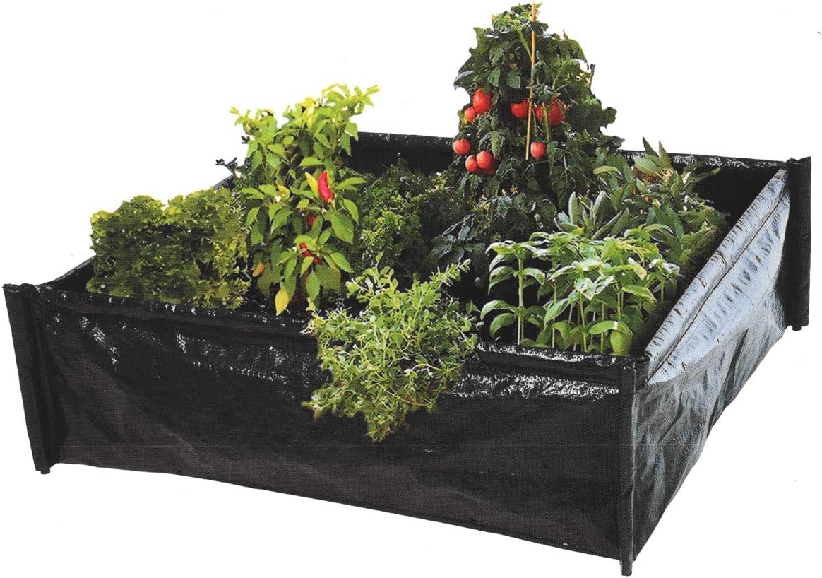 75x75x25cm Polyethylene Raised Flower Bed | Large Vegetable Growing Patch, Garden Grow Bag Kit | Durable Plastic Raised Grow Bed, Easy Setup