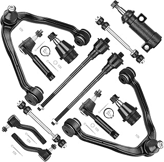 4WD Front Upper Control Arms w/Ball Joints Tie Rods Suspension Kit for 1999-2006 Chevy Avalanche Suburban Silverado 1500 Tahoe, GMC Sierra 1500 Yukon, 2000-2006 Cadillac Escalade (13pc Set)