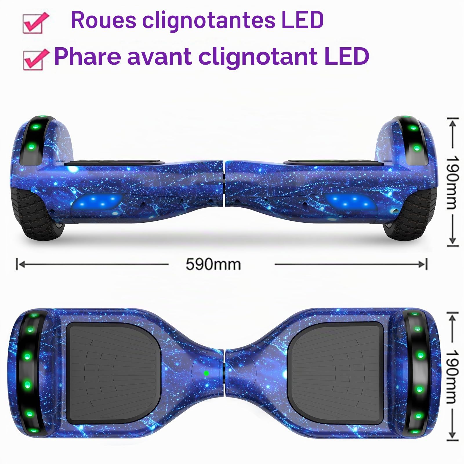 SISIGAD Hoverboard, Electric Scooters with Bluetooth & 6.5" Flash Wheels & LED Headlights Fender Lights, All Terrain for Kids