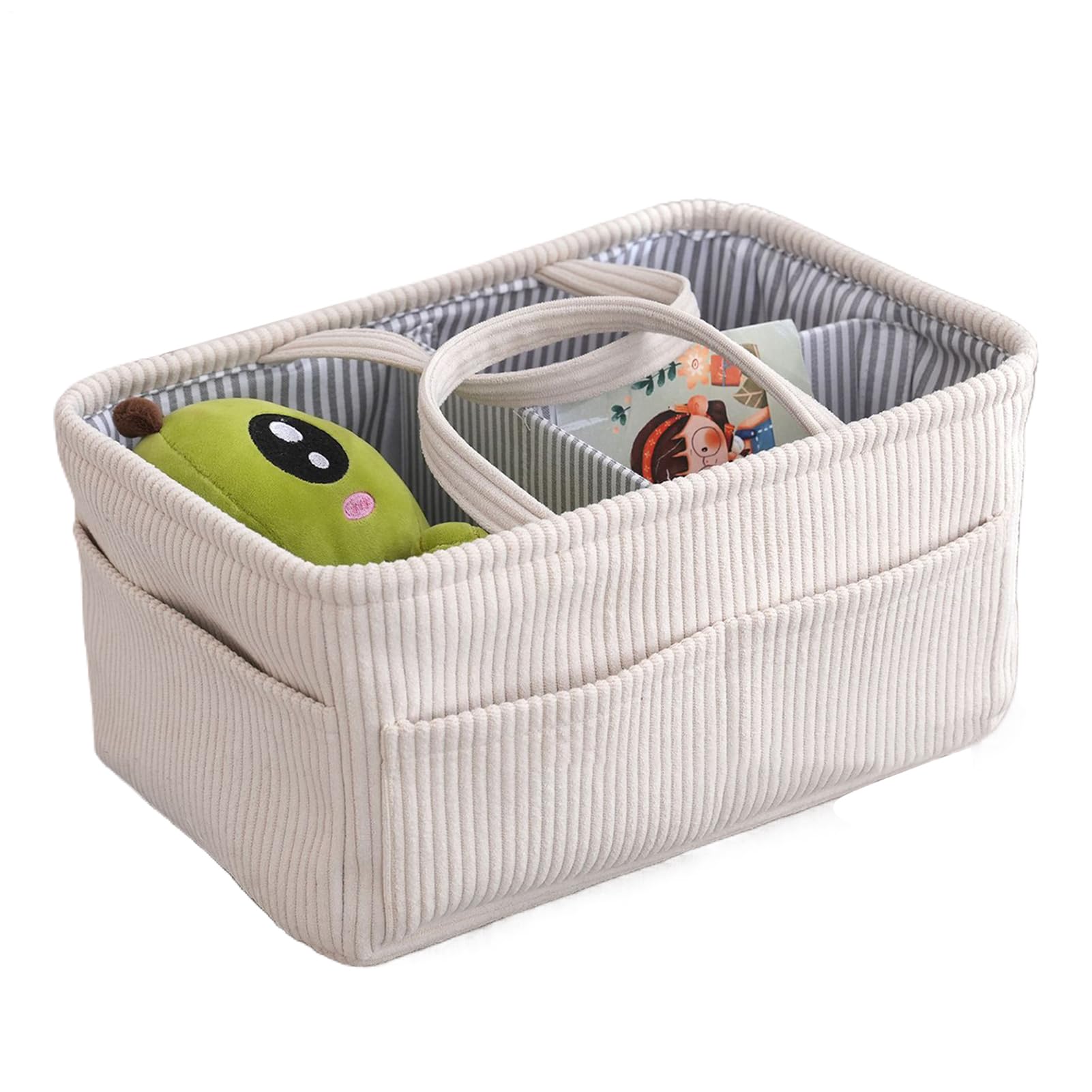 Diaper Basket Borsa Grande In Velluto A Coste Portatile