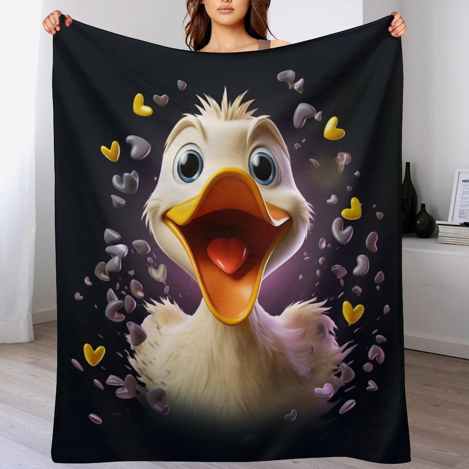 Couverture canard mignon 3D plaid polaire chaud et douillet toutes saisons