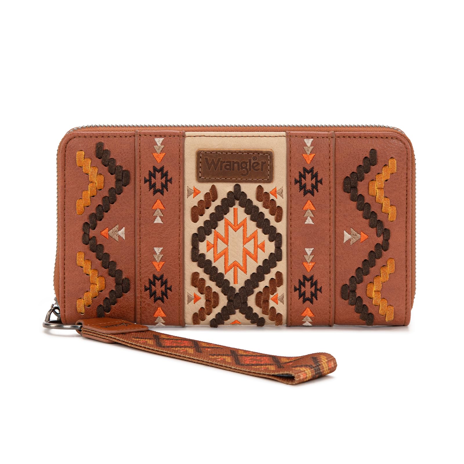 Montana West Wrangler Women's RFID Blocking Wristlet Wallet, Western Style Wrist Strap, Zipper Pocket, Card Holder, Coin Purse. WG2214-W006BR