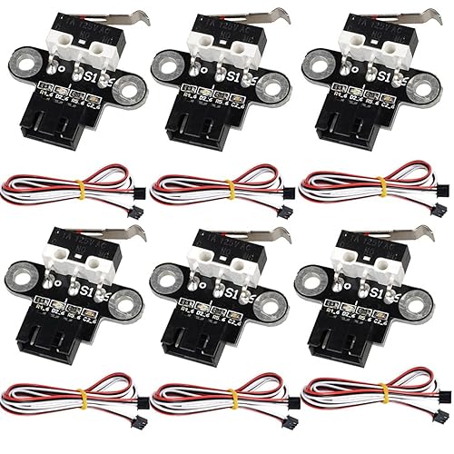 Módulo de interruptor de límite mecánico horizontal para impresora 3D, interruptor de límite en miniatura, 3 pines con cables de 3.3 ft (6 unidades)