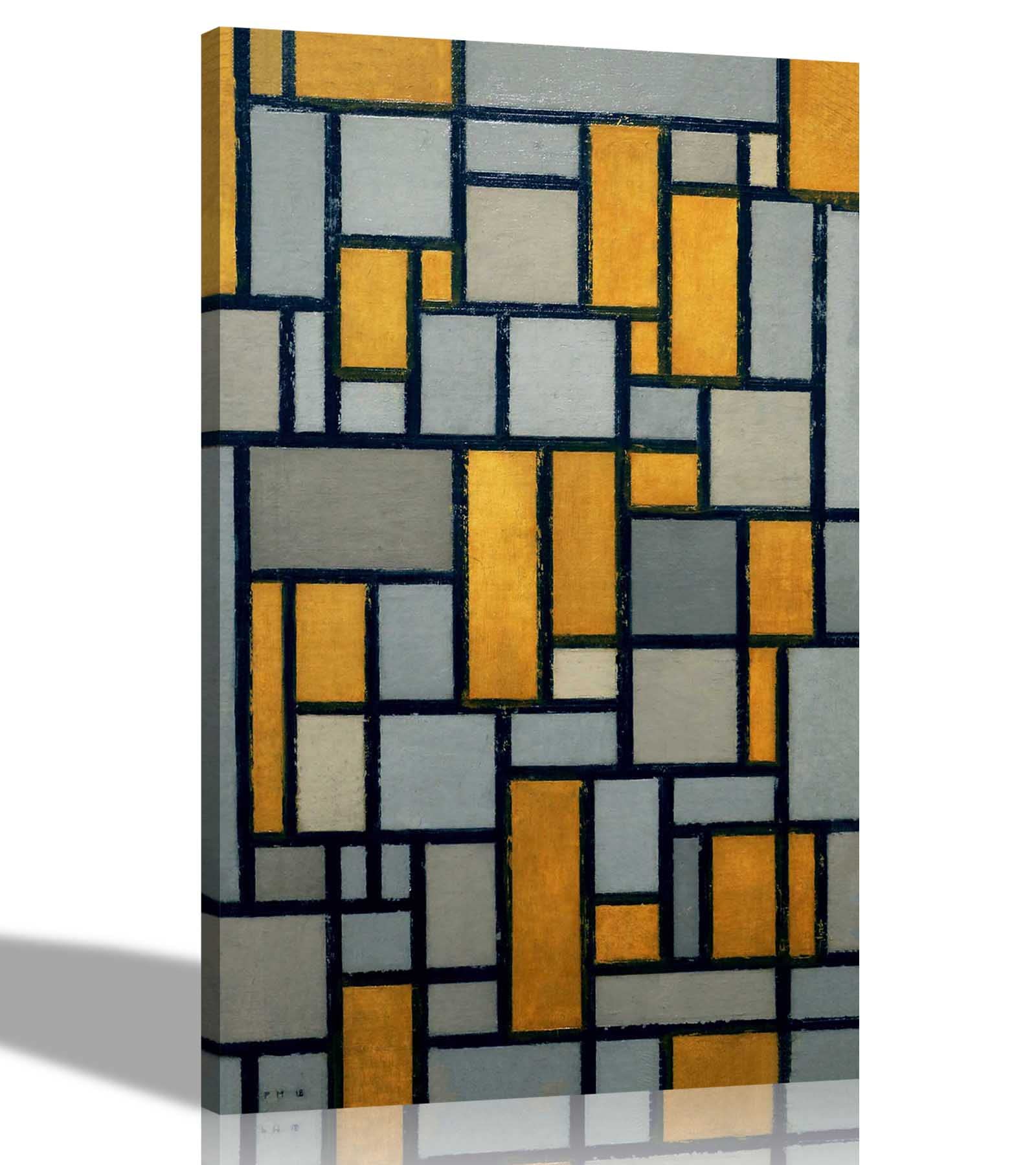 Artley Prints Composition Grid No 1 Composition Grid 1 By Piet Mondrian Canvas Wall Art Prints Framed Poster Pictures Home Decor Livingroom Artwork Extra Large 76 X 101Cm (30 X 40 Inches)