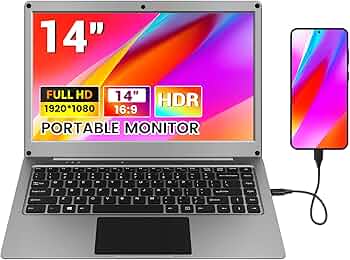 Amazon.co.jp: GrowCube ポータブルモニター キーボード付き 14インチ