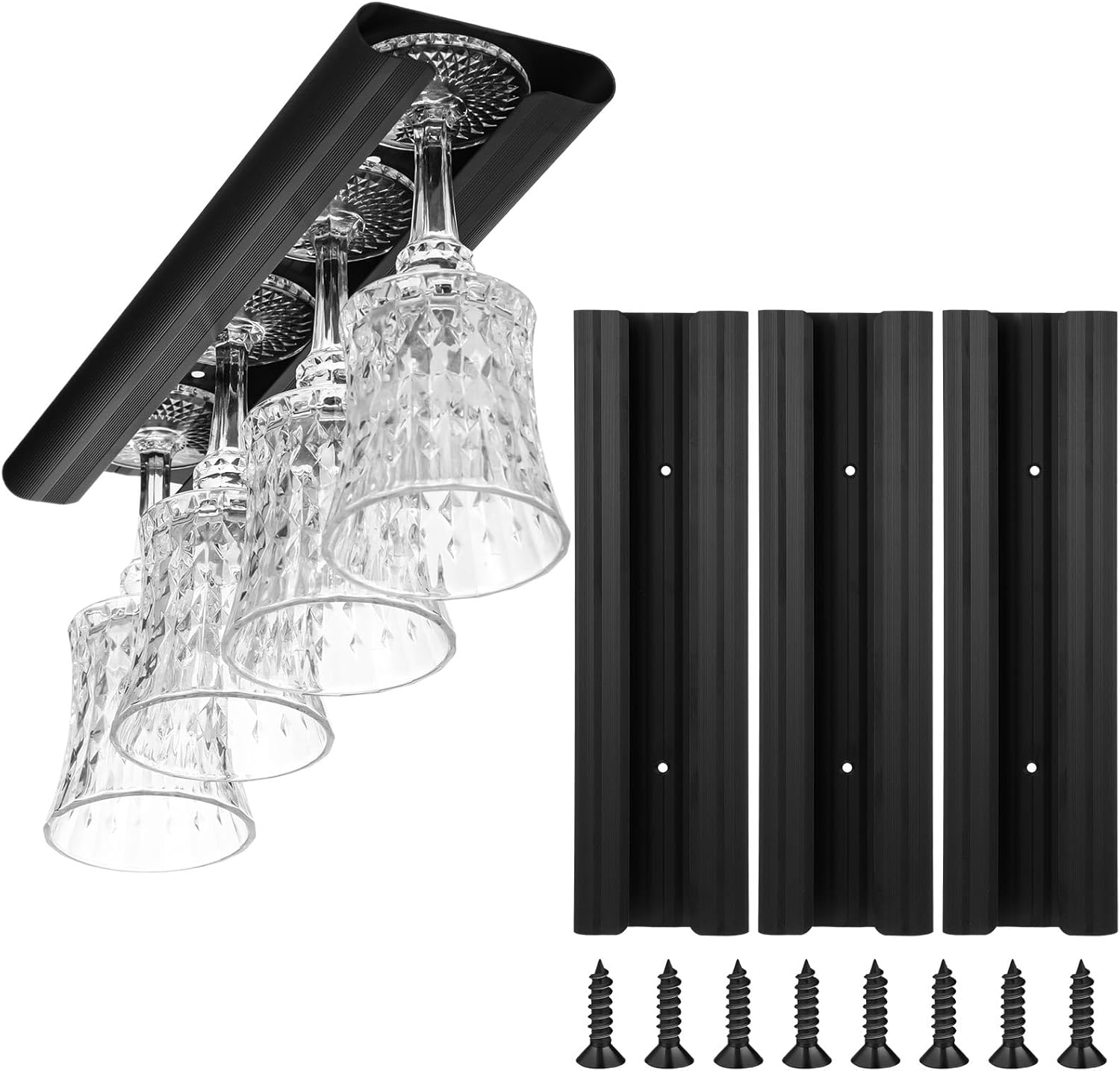 Yoande 4 Pcs Aluminum Wine Glass Rack Under Wine