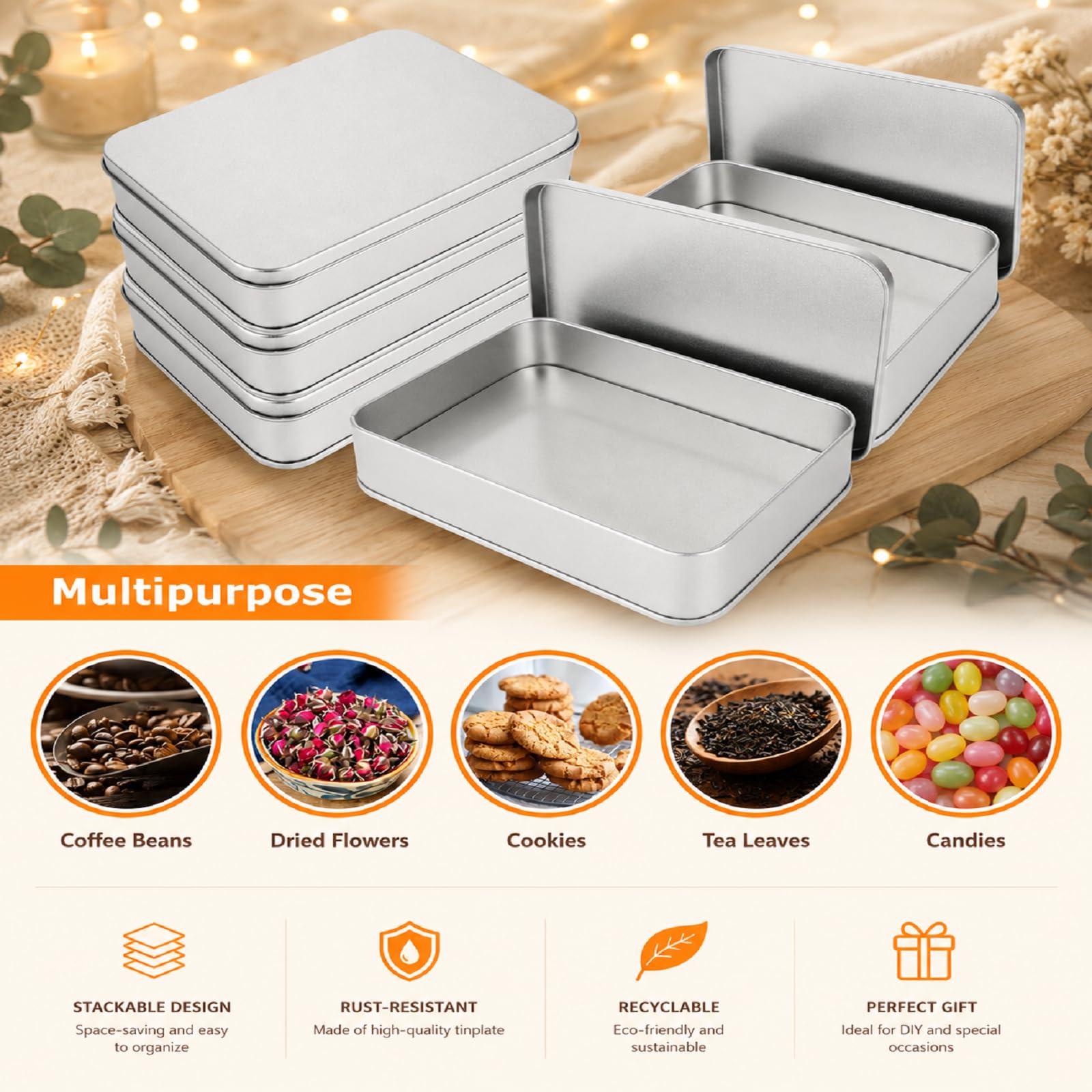 Amazon.com: ACXFOND 8 Pack Empty Metal Tins Box with Lid - Cookie