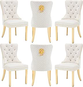 Gold Dining Chair KCC Velvet Dining Chairs Set Of 6, Upholstered