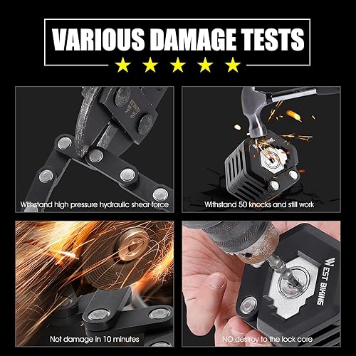 Miniatura 5 de West Biking Cerradura plegable para bicicleta, cerradura compacta para bicicleta con 3 llaves, cerradura plegable ligera para bicicleta con soporte