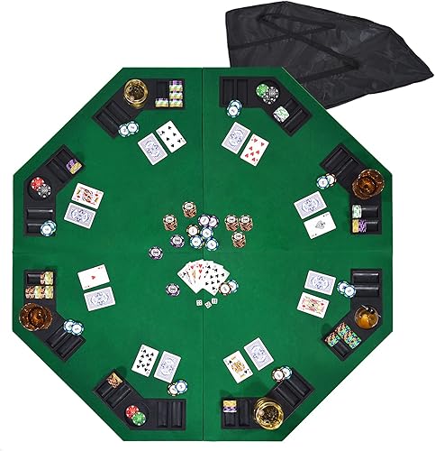Miniatura 3 de Mesa de póquer plegable de 48 pulgadas para 8 jugadores, diseño de casino Texas Hold'em, tapete de mesa portátil antideslizante Blackjack Poker con