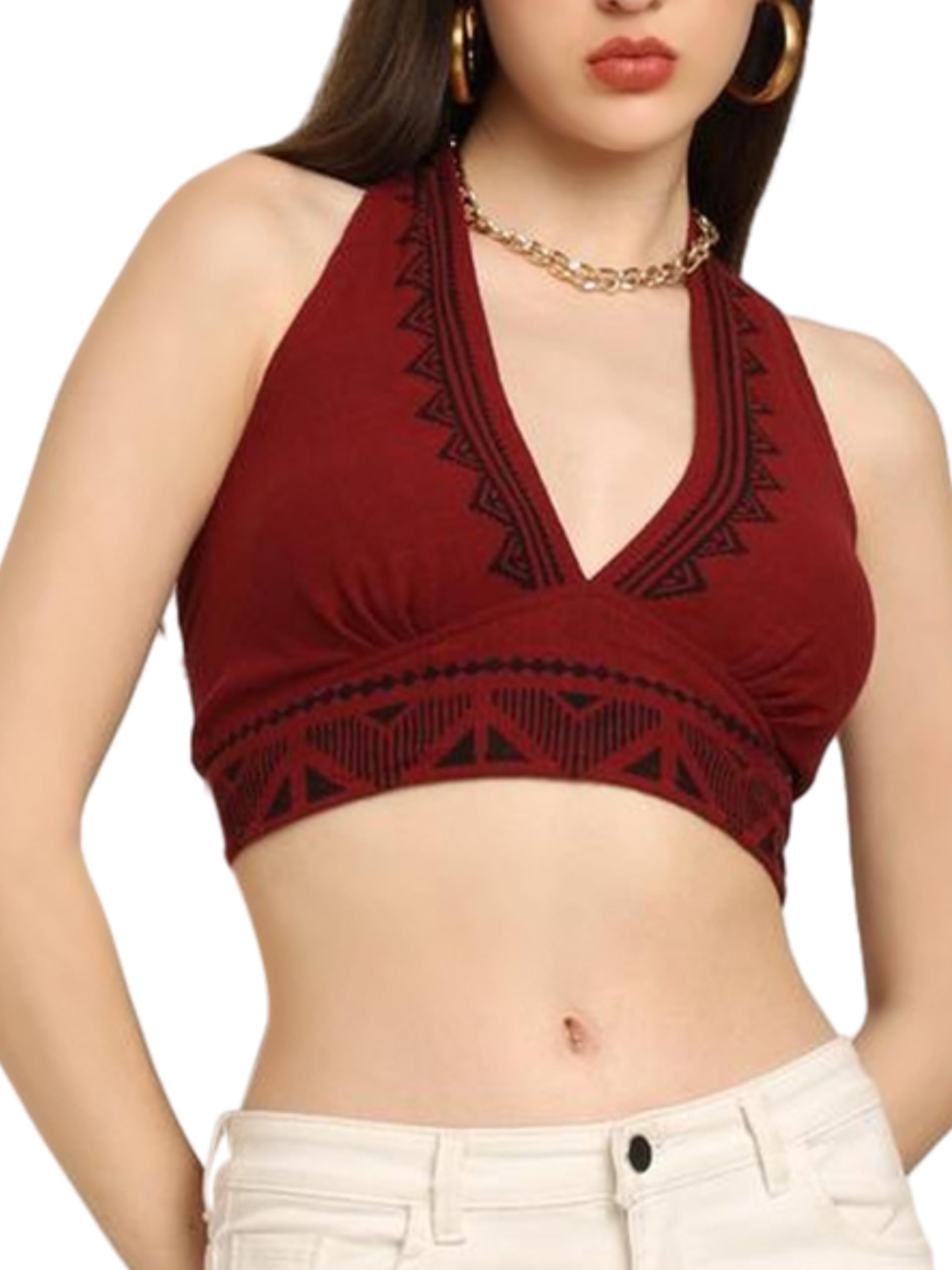 ke kanhaexports KE Kanha Exports Tops for Women Western | Jeans Tops for Women | Sleeveless Crop top | Summer | Beach wear | Stylish Trendy Tunics Halter Neck top | Fashion Any Occasion-picture-31