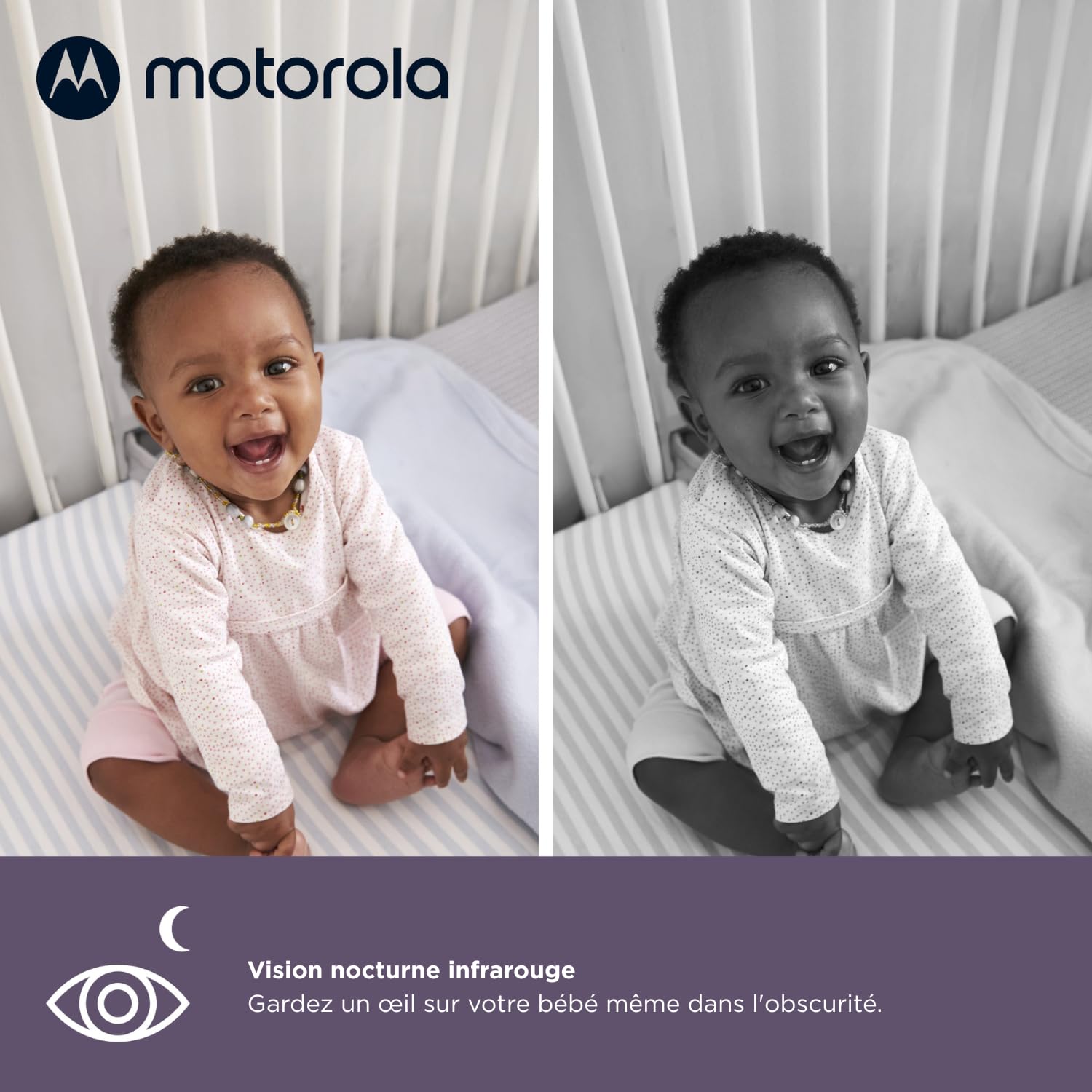 Motorola Baby Comfort 85 Connect Babyphone Vidéo avec Fonction Pivotante/Zoom/Wi-Fi, Ecran Couleur 5,0", Vision Nocturne Infrarouge, Audio Bidirectionnel/Capteur de Température, Blanc