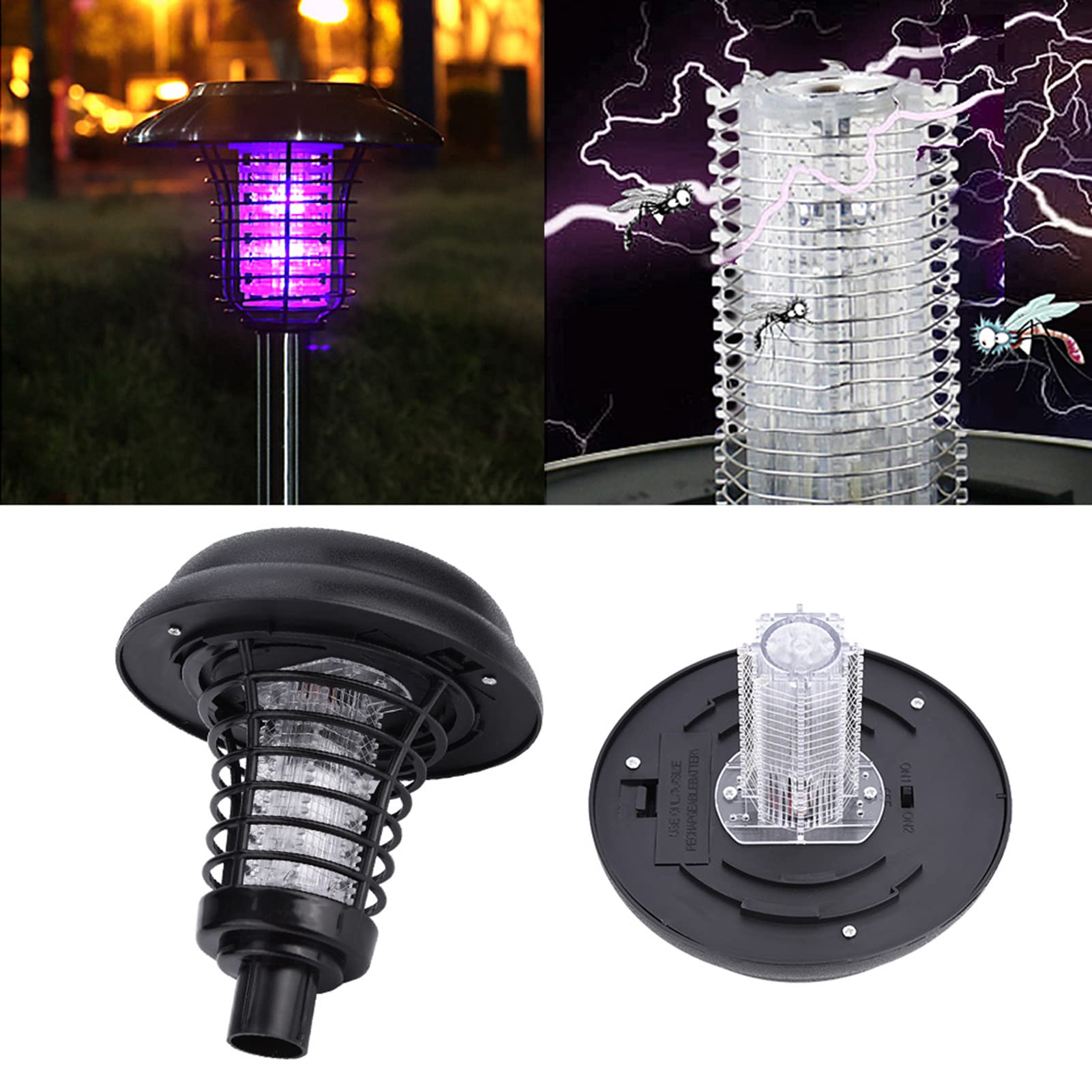 Lampada anti-zanzara per insetti con luce a LED Zapper ad energia solare per uso interno esterno