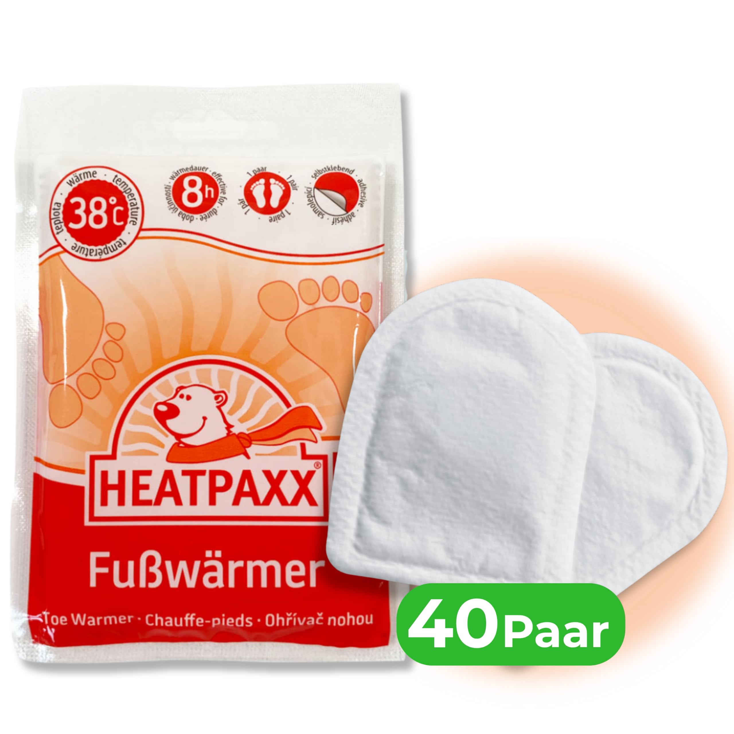 HeatPaxx Fußwärmer | 5, 10, 15, 30 und 40 Paar | EXTRA WARM | Hauchdünne Zehenwärmer, Wärmepads | für unterwegs und daheim