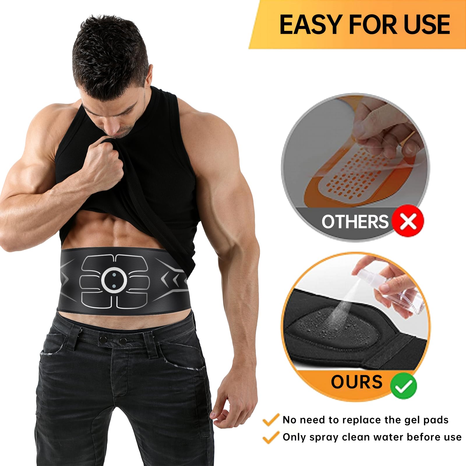Stimulator ABS Bauchmuskelstimulator, EMS-Muskelstimulator, Bauchtrainingsgürtel für Männer und Frauen, tragbares Fitnessgerät, Büro und Zuhause für Bauch, Arme und Beine
