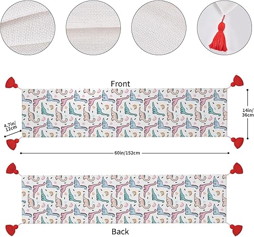 Vista 32 de Christmas Table Runner 60 Inches Long Fall Table Runner for Dining Table Christmas Decorations Coffe Table Runner with Tassels Kitchen & Table