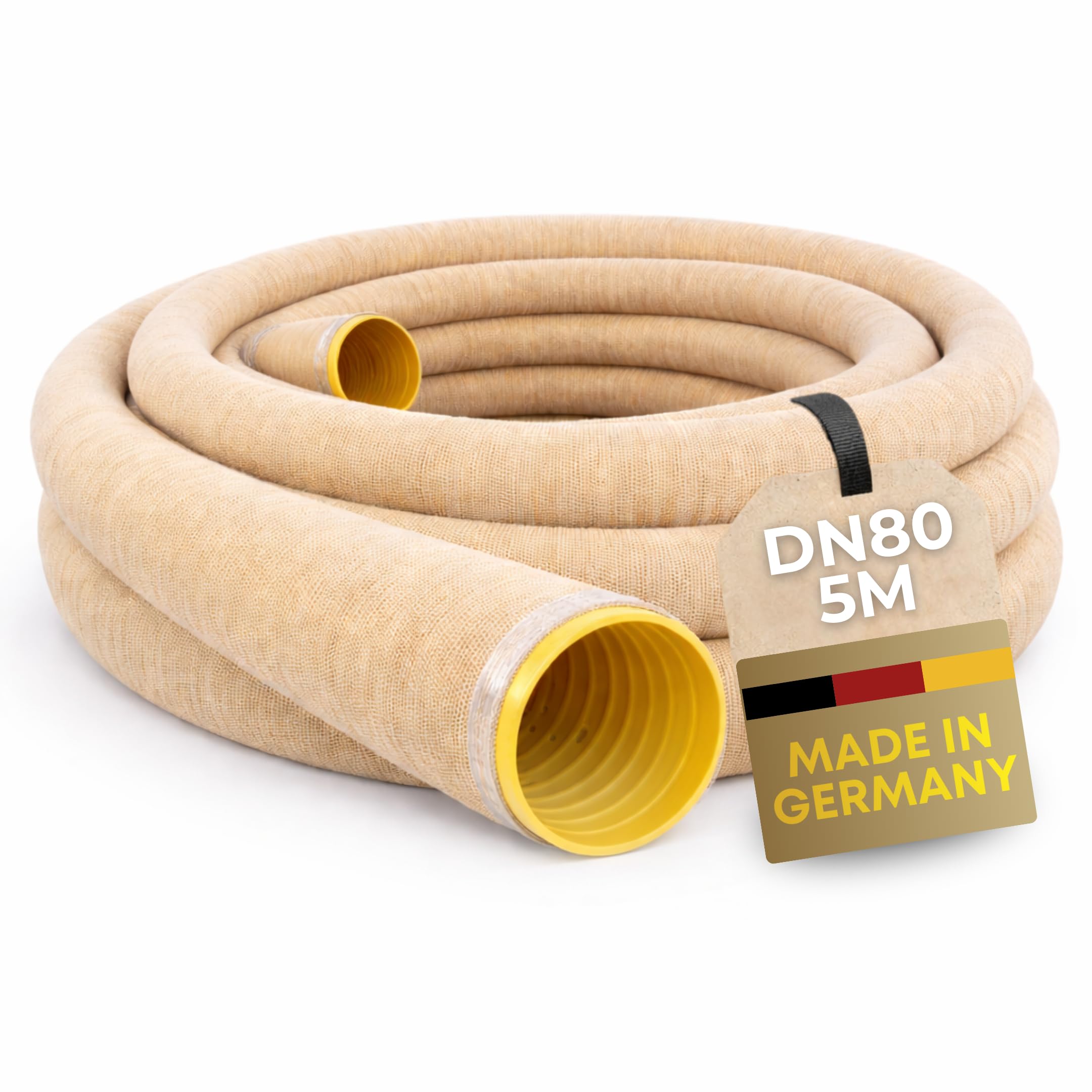 Drainagerohr DN80 5m mit Filtervlies – geschlitztes & perforiertes PVC Sickerrohr flexibel – verhindert Verstopfung und Verschlammung