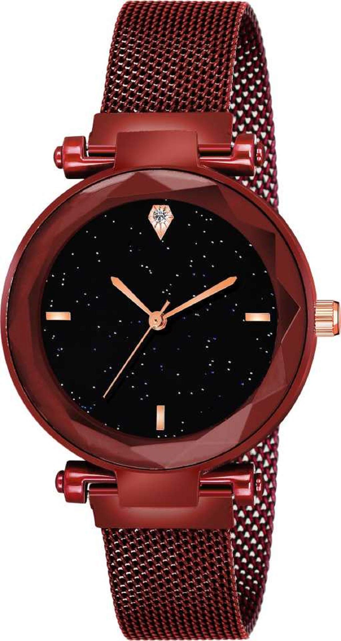 KIARVI GALLERY Black dial with Magnetic Buckle red Metal Strap Analog Watch for Girl (B082XCP4C8) Amazon Price History, Amazon Price Tracker