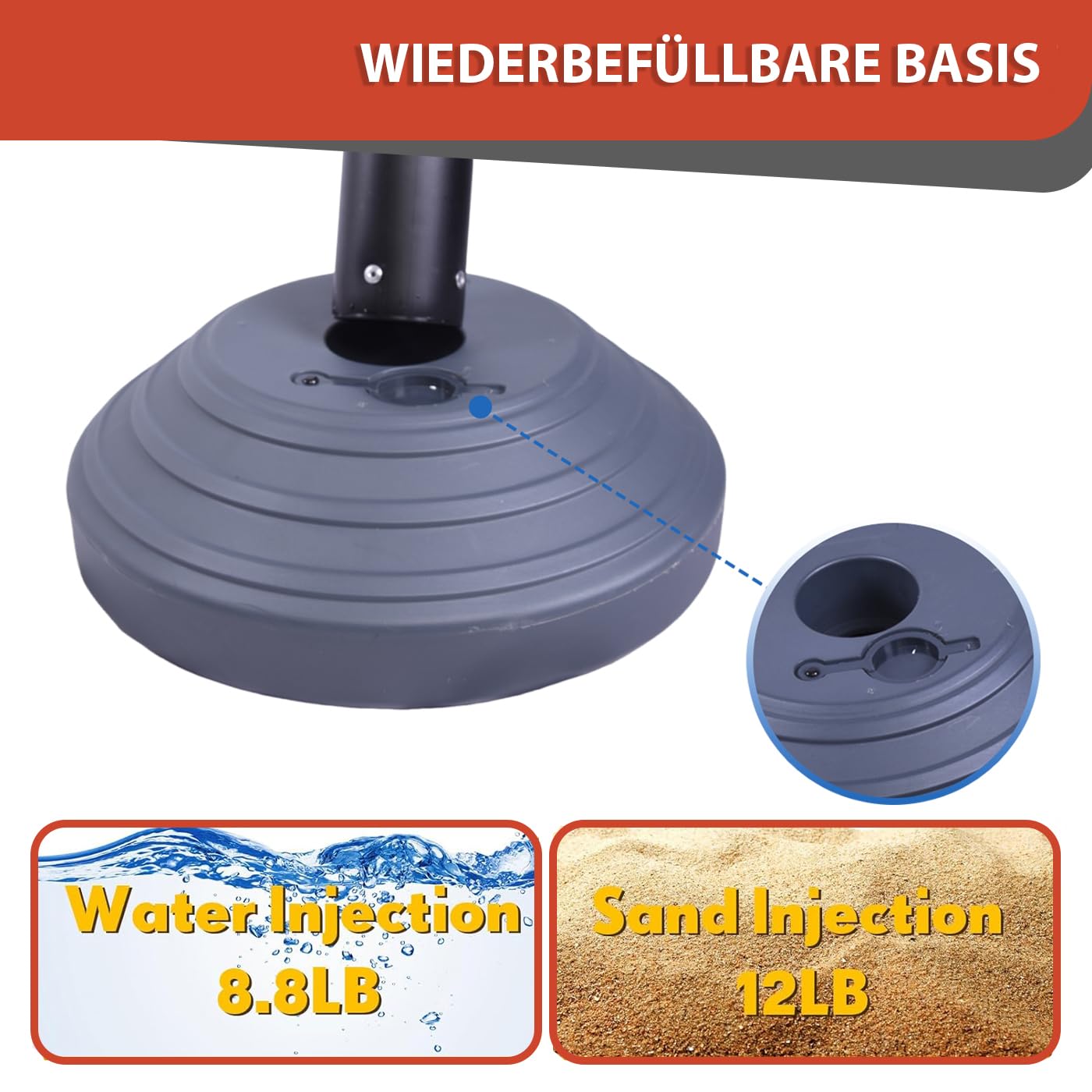 Paquete de 6 postes de barrera de plástico con 4 cadenas de barrera de 200 cm, postes de plástico con base rellenable, para control de tráfico y delimitación de estacionamiento (Rojo)