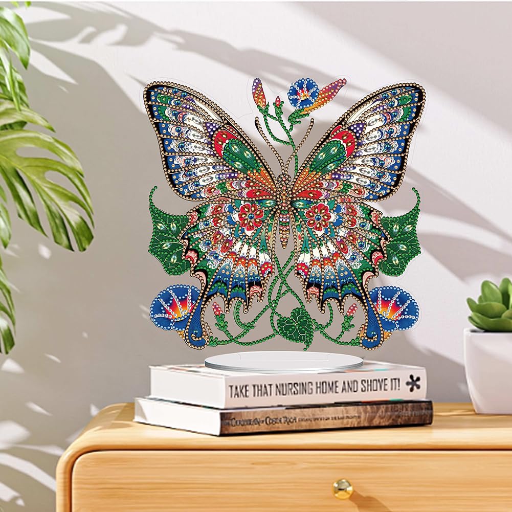 DIY Diamant Malerei Set Für Erwachsene - Acryl Tabletop Mit Stand, Schmetterling Design