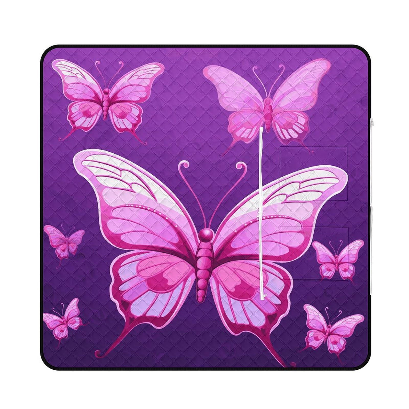 Manta de picnic y playa, manta de picnic portátil, grande, con estampado de mariposas, plegable, duradera, para playa, camping, césped, parque, accesorios