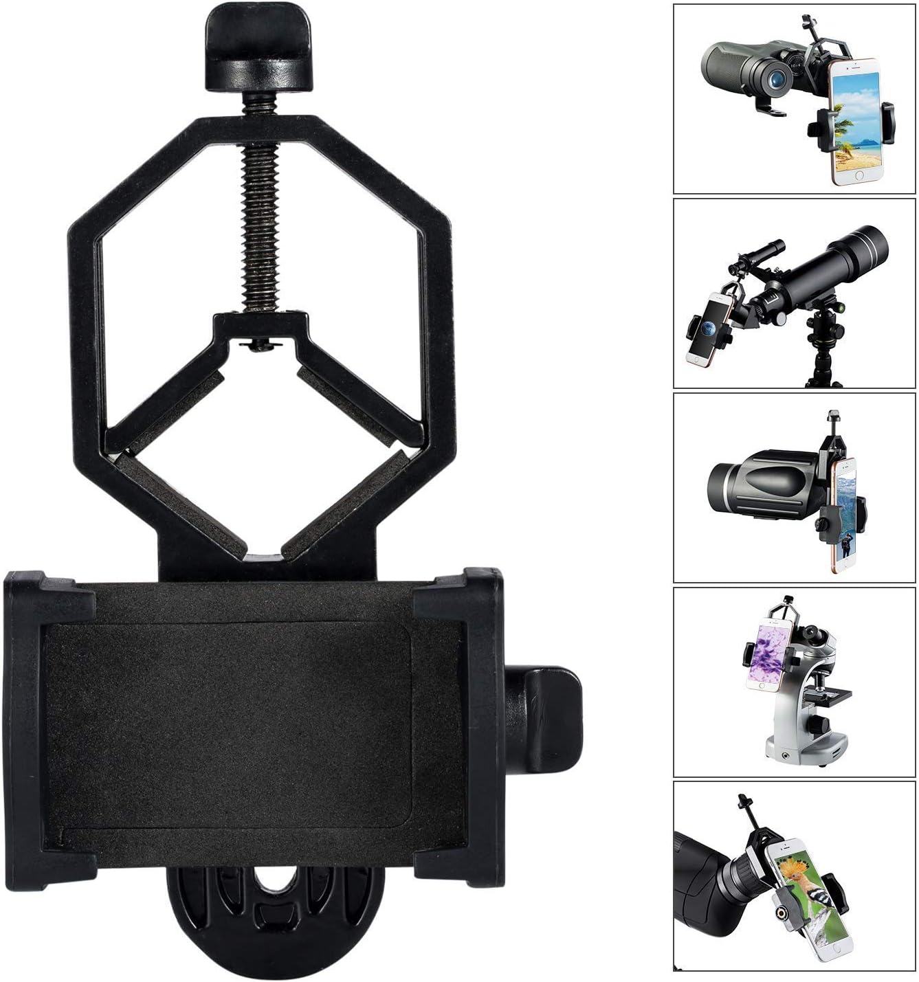 LAKWAR Universal Cell Phone Adapter Mount, 360°Rotatable Cell Phone Mount for Binoculars, Spotting Scope, Microscope and Astronomical Telescope, for iPhone, Samsung, Moto, OnePlus Etc