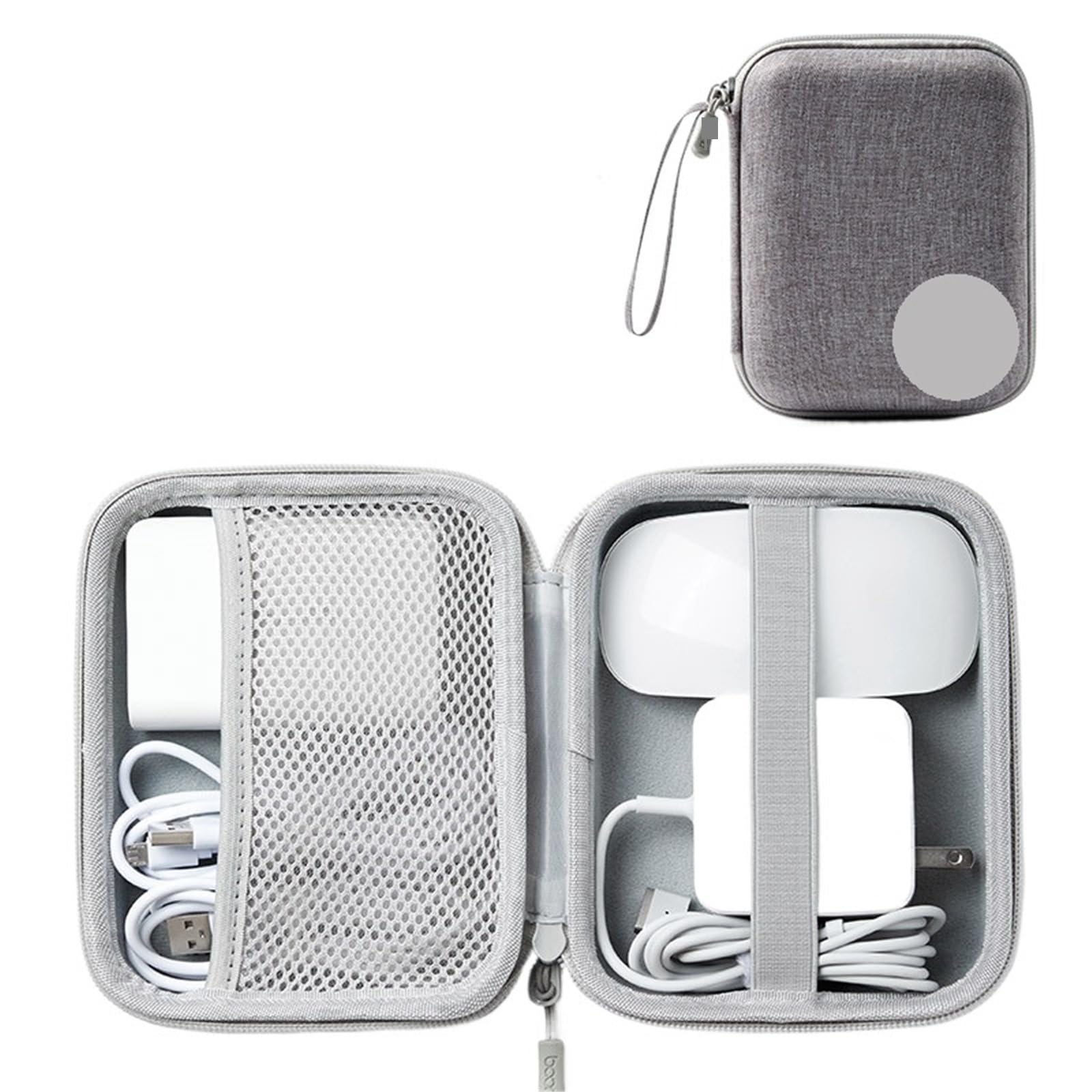 Organizer Cavi Custodia Rigida Impermeabile for Accessori elettronici Custodia Organizer for Banca di Potere di Grande capacità Borsa for passaporto da Viaggio Digitale(Single Layer-Gray-C)