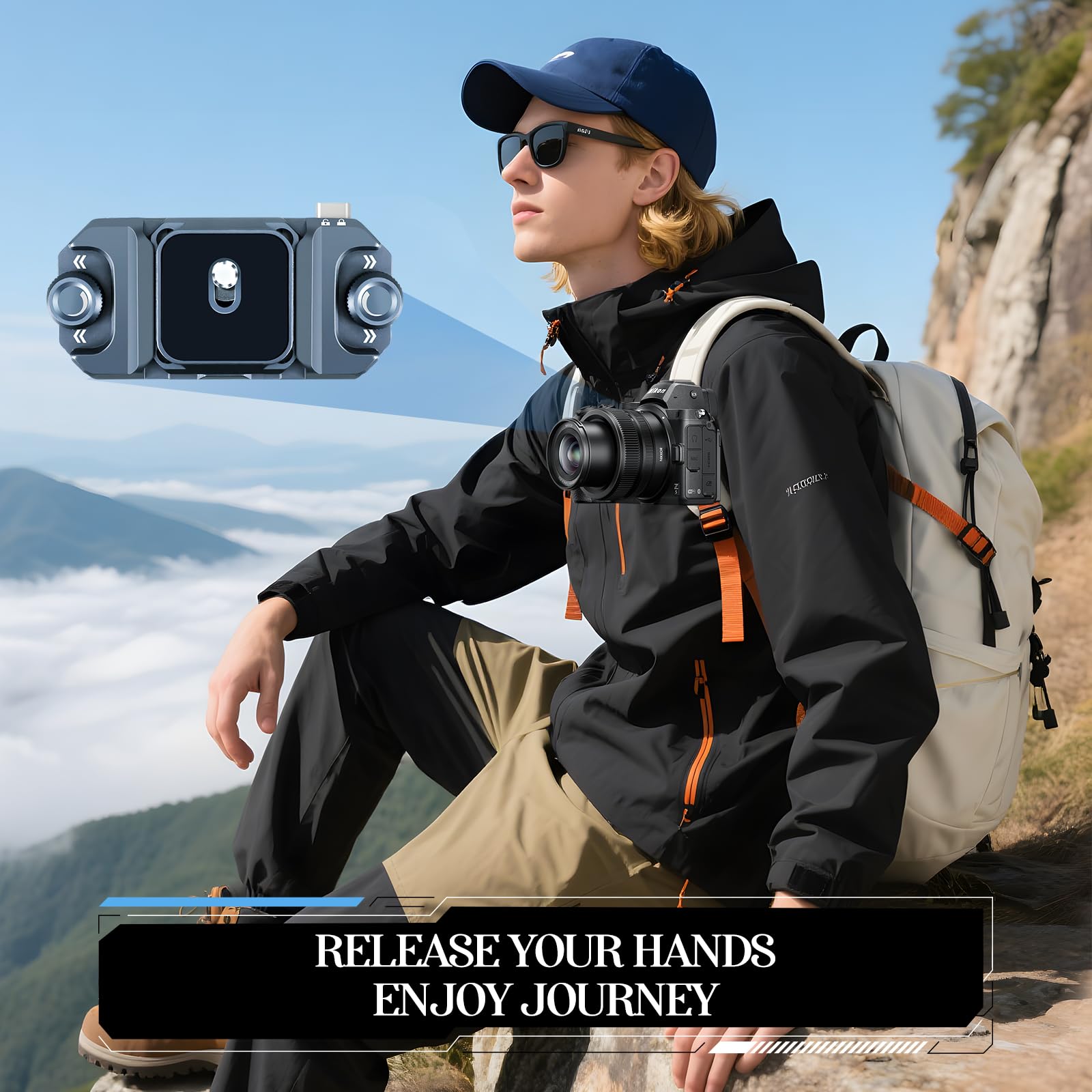 Luqixcey Kamera Rucksack Clip & Kamerahalterung für DSLR Plattenkamera Kamerahalterung Rucksack Camera Clip,Quick Release Ecosystem with 1/4 inch Screw Hole, Suitable for DSLR, Action Camera