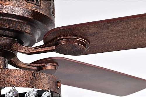 Miniatura 6 de Warehouse of Tiffany Chandler Ventilador de techo de cristal con acabado de cobre antiguo de 26 pulgadas con control remoto