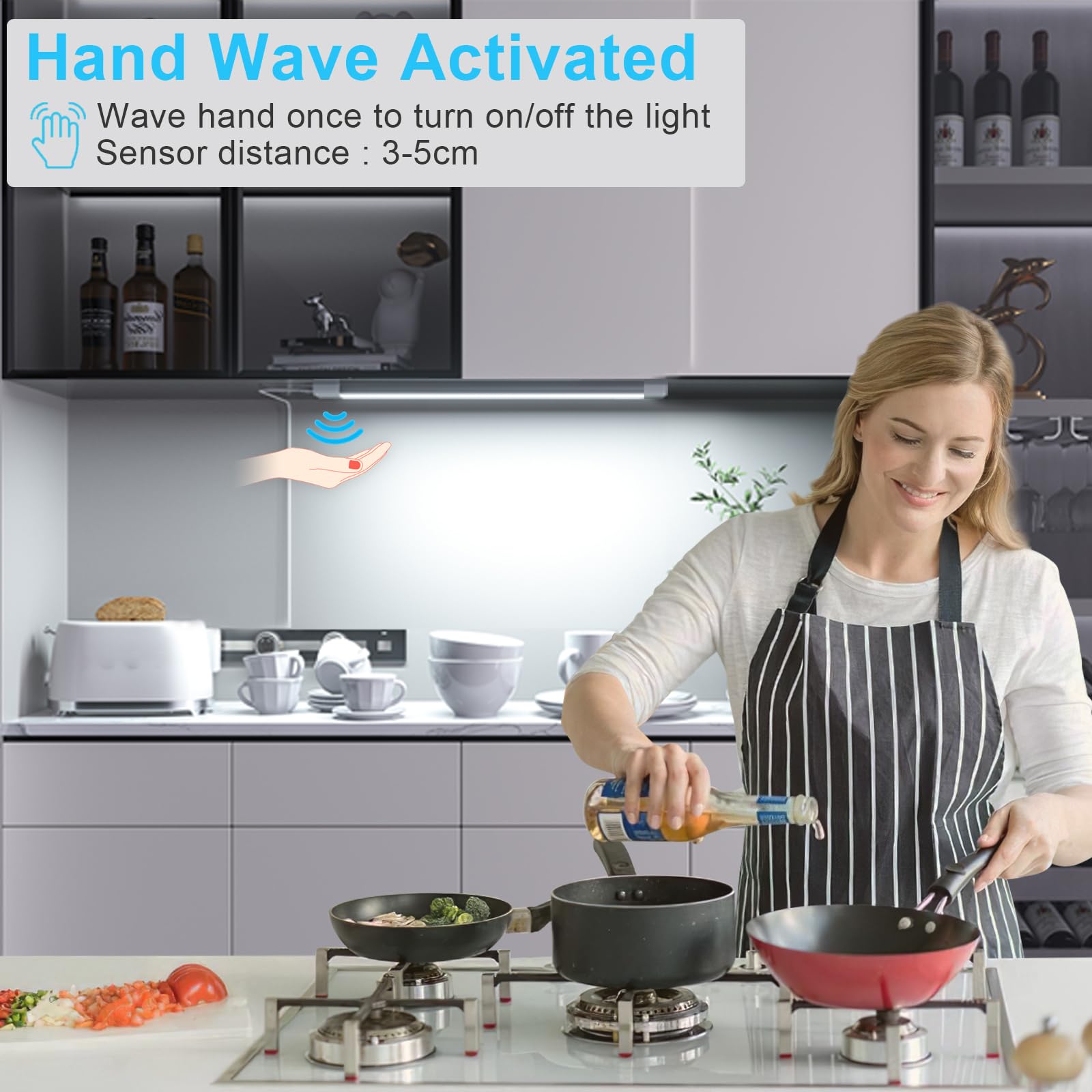 Smiling Shark Luce LED Armadio 30cm Con Sensore Movimento, Ricaricabile 2000mAh, Ultra-piatta E Magnetica